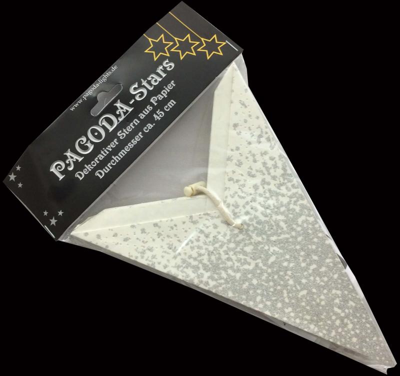 Baby Meteor Silvercrash white  - Foldable glowing Paperstar with 7 points, 40 cm